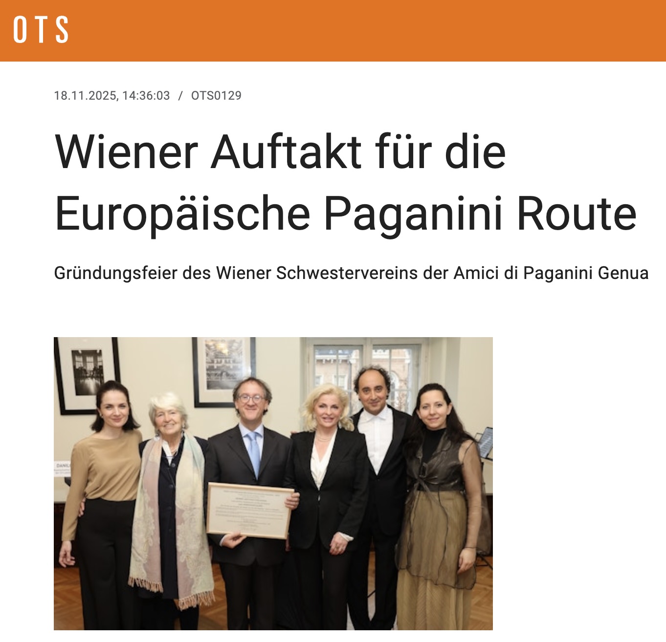 Wiener Auftakt für die Europäische Paganini Route